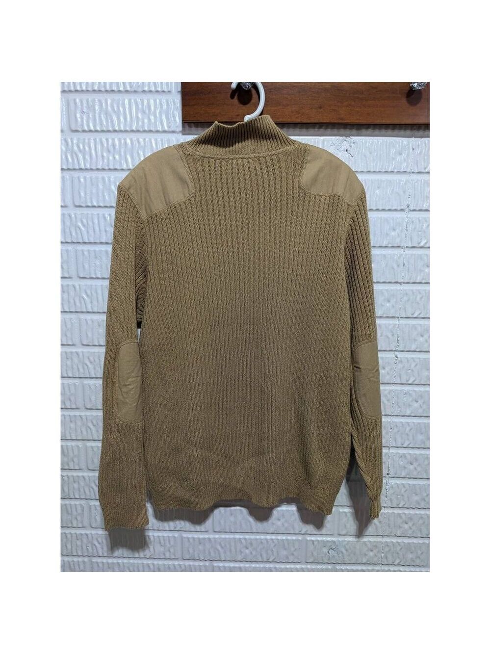 Eddie Bauer Men's Tan Long-Sleeve Ribbed Knit Teflon Treated Half-Zip Sweater Si - Picture 4 of 10